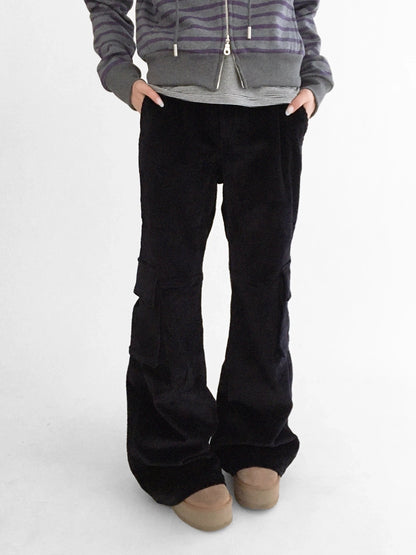 innomoood Soft Stretch Cotton Low Rise Flare With Pockets Zip Fly Casual Women Pants