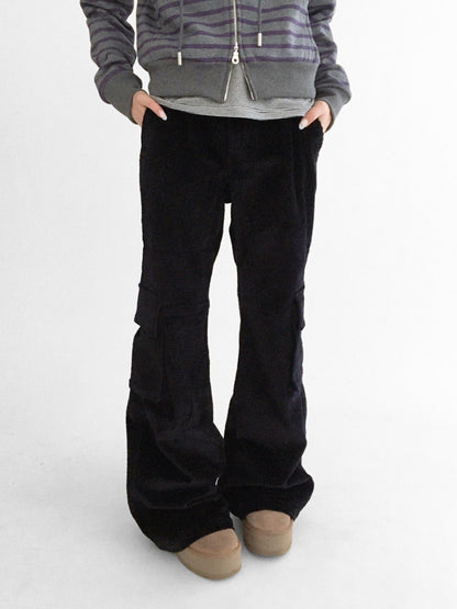 innomoood Soft Stretch Cotton Low Rise Flare With Pockets Zip Fly Casual Women Pants
