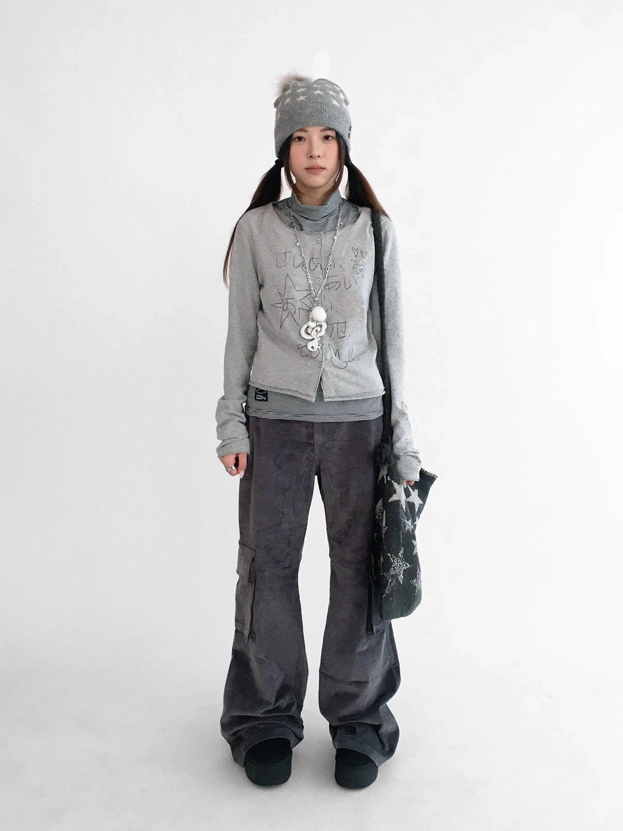 innomoood Soft Stretch Cotton Low Rise Flare With Pockets Zip Fly Casual Women Pants