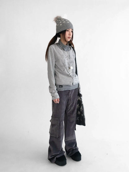 innomoood Soft Stretch Cotton Low Rise Flare With Pockets Zip Fly Casual Women Pants