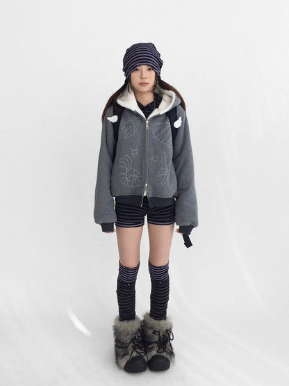 innomoood Soft Striped Unique Style Women One Size Versatile Purple Black Grey Socks