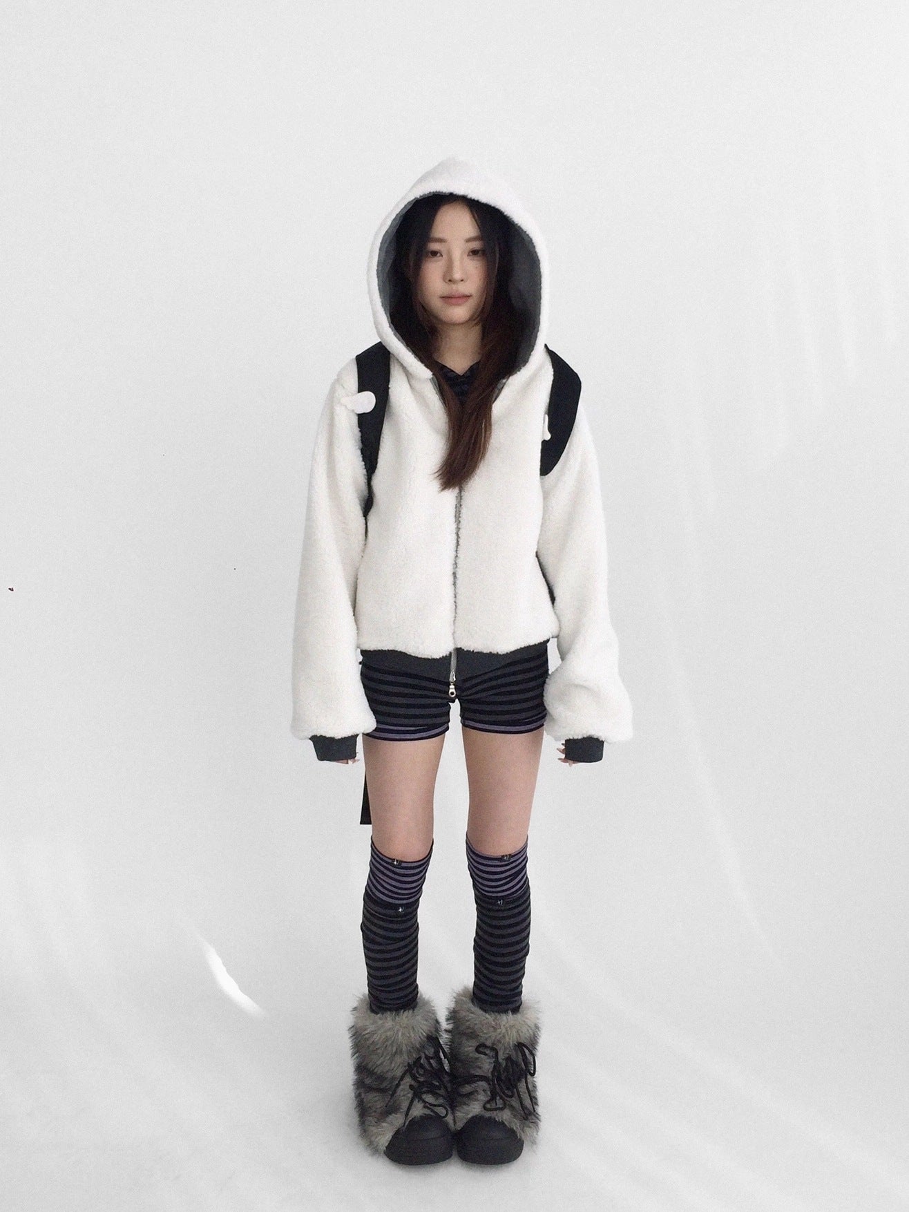 innomoood Soft Striped Unique Style Women One Size Versatile Purple Black Grey Socks