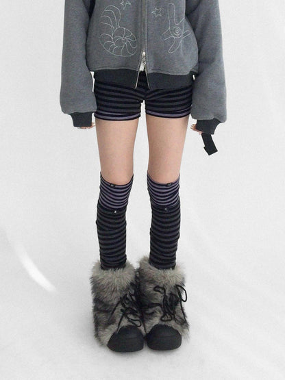 innomoood Soft Striped Unique Style Women One Size Versatile Purple Black Grey Socks