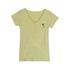 innomoood_Solid_Ruched_Embroidered_Key_V-neck_Women&