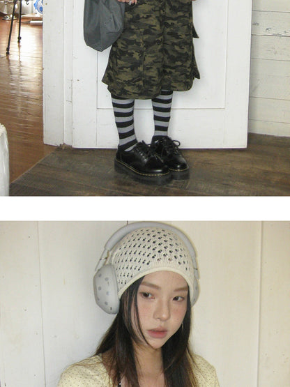 innomoood Stamp Polka Dot Print Vintage Wide Round Neck Women&