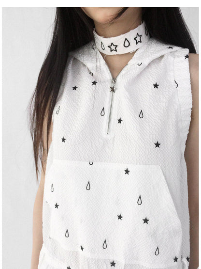 innomoood Star Drop Textured Sleeveless Smock Dress