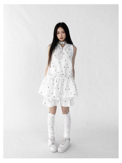 innomoood Star Drop Textured Sleeveless Smock Dress
