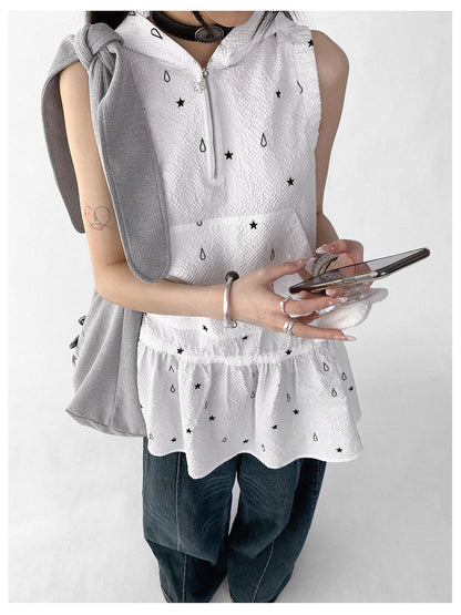 innomoood Star Drop Textured Sleeveless Smock Dress