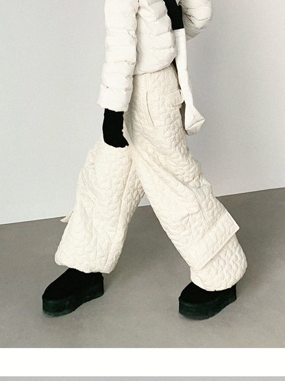 Star Embroidered Quilted Cargo Pants