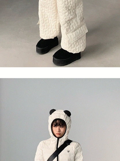 Star Embroidered Quilted Cargo Pants