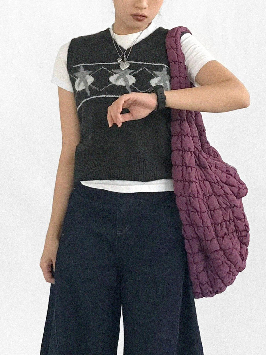 innomoood Star Jacquard Wool Blend Vest