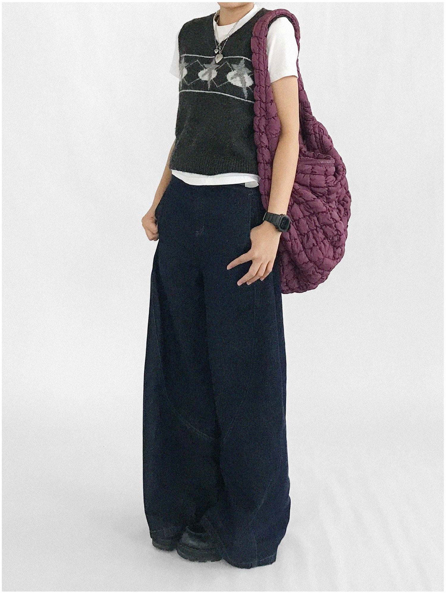innomoood Star Jacquard Wool Blend Vest