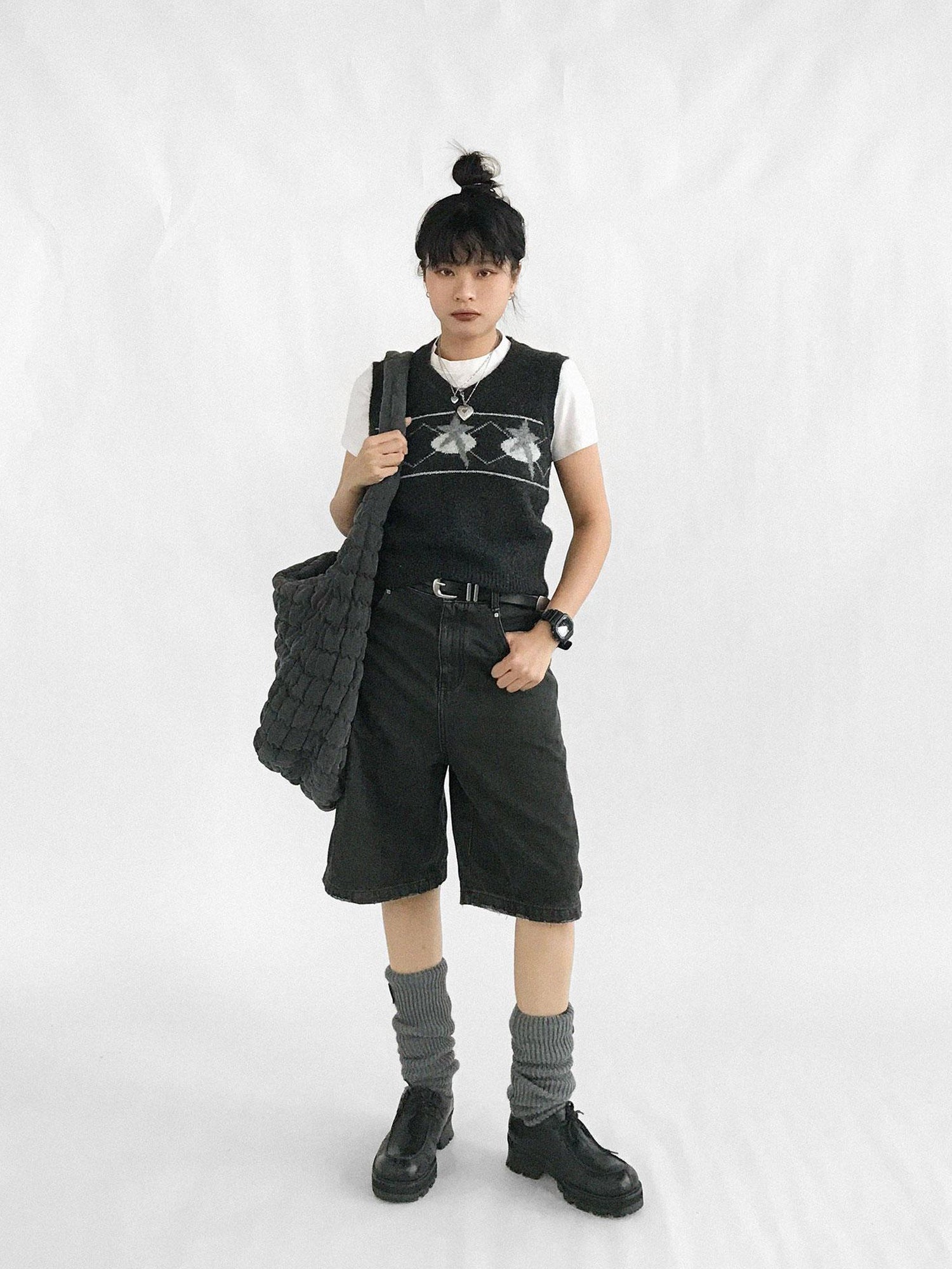 innomoood Star Jacquard Wool Blend Vest