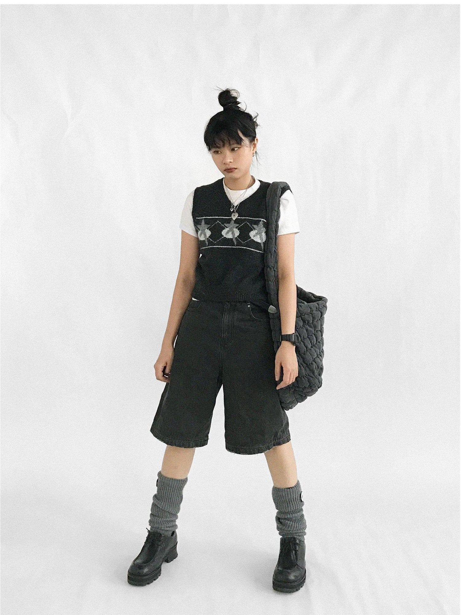 innomoood Star Jacquard Wool Blend Vest