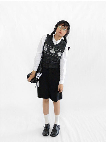 innomoood Star Jacquard Wool Blend Vest