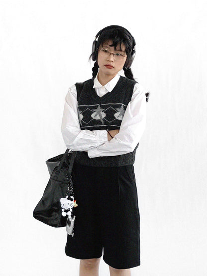 innomoood Star Jacquard Wool Blend Vest