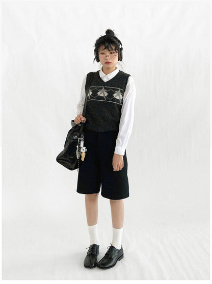 innomoood Star Jacquard Wool Blend Vest