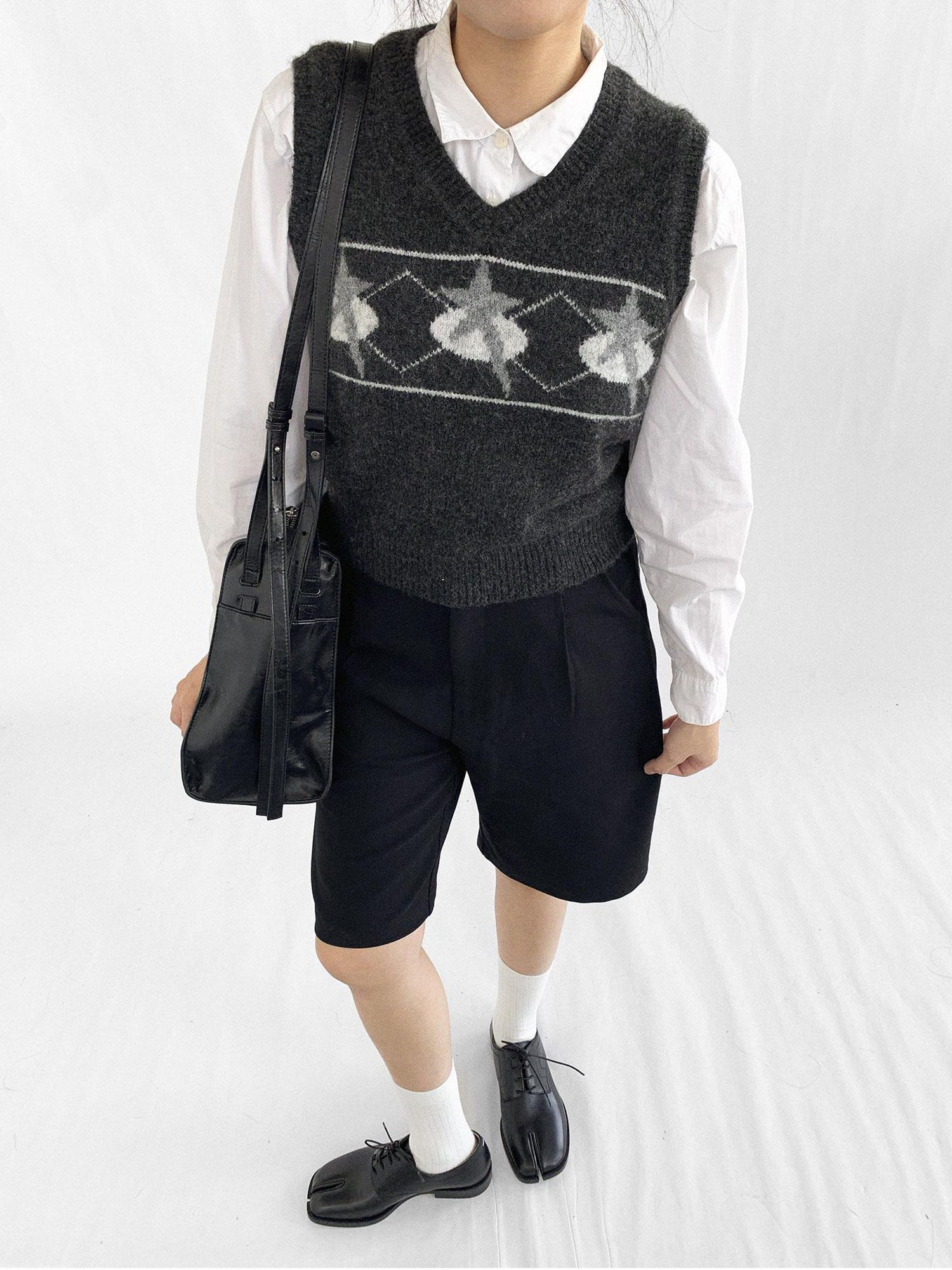 innomoood Star Jacquard Wool Blend Vest