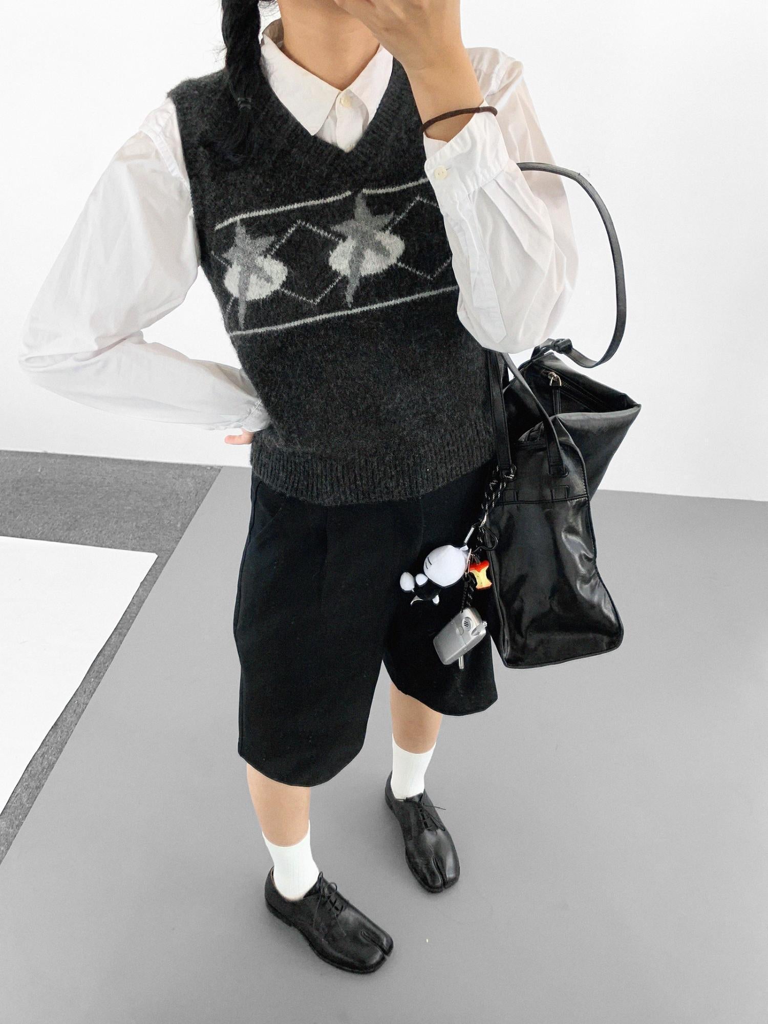 innomoood Star Jacquard Wool Blend Vest