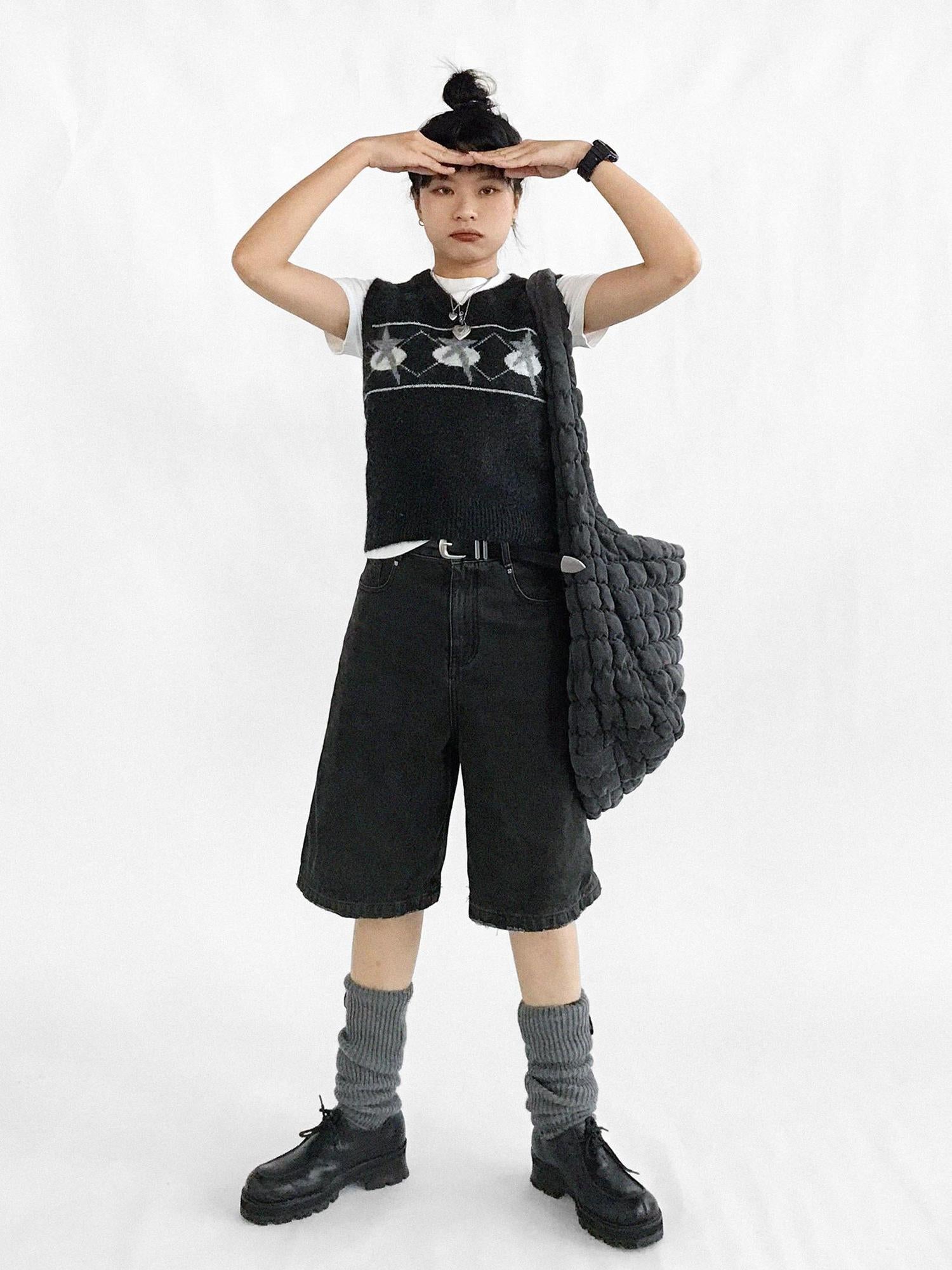 innomoood Star Jacquard Wool Blend Vest