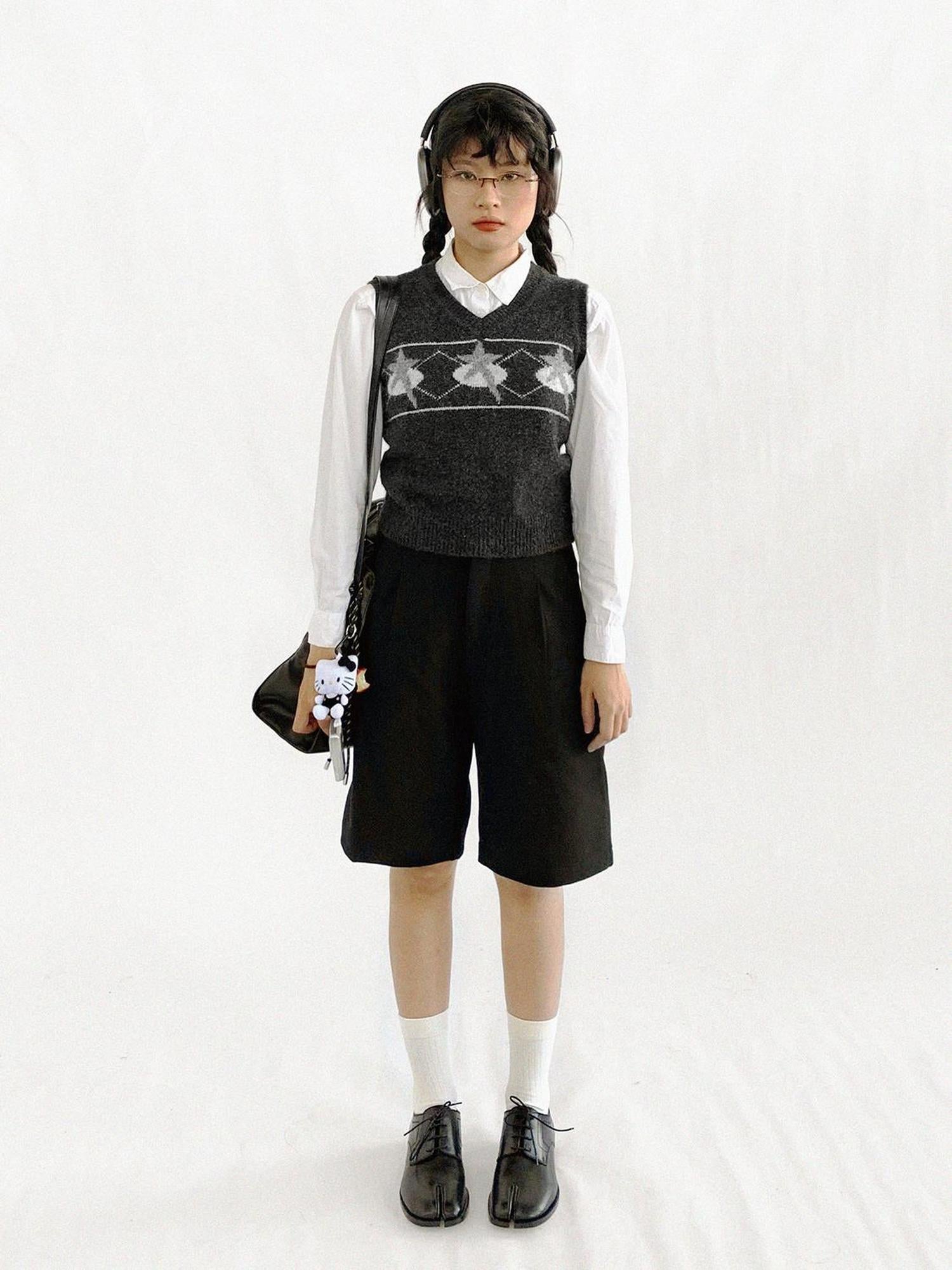 innomoood Star Jacquard Wool Blend Vest