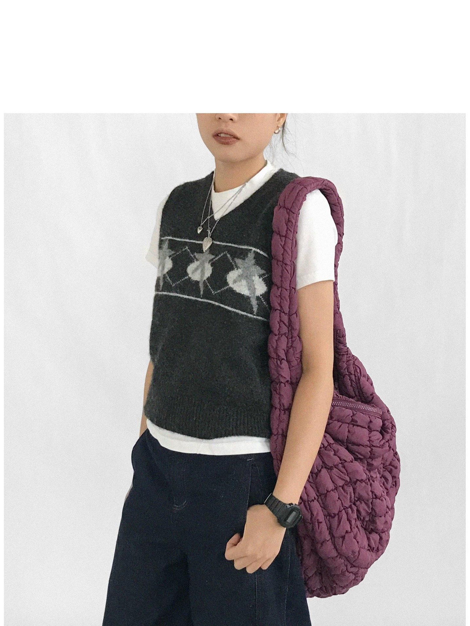 innomoood Star Jacquard Wool Blend Vest