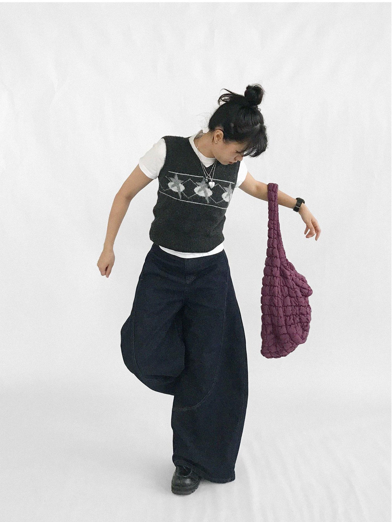 innomoood Star Jacquard Wool Blend Vest