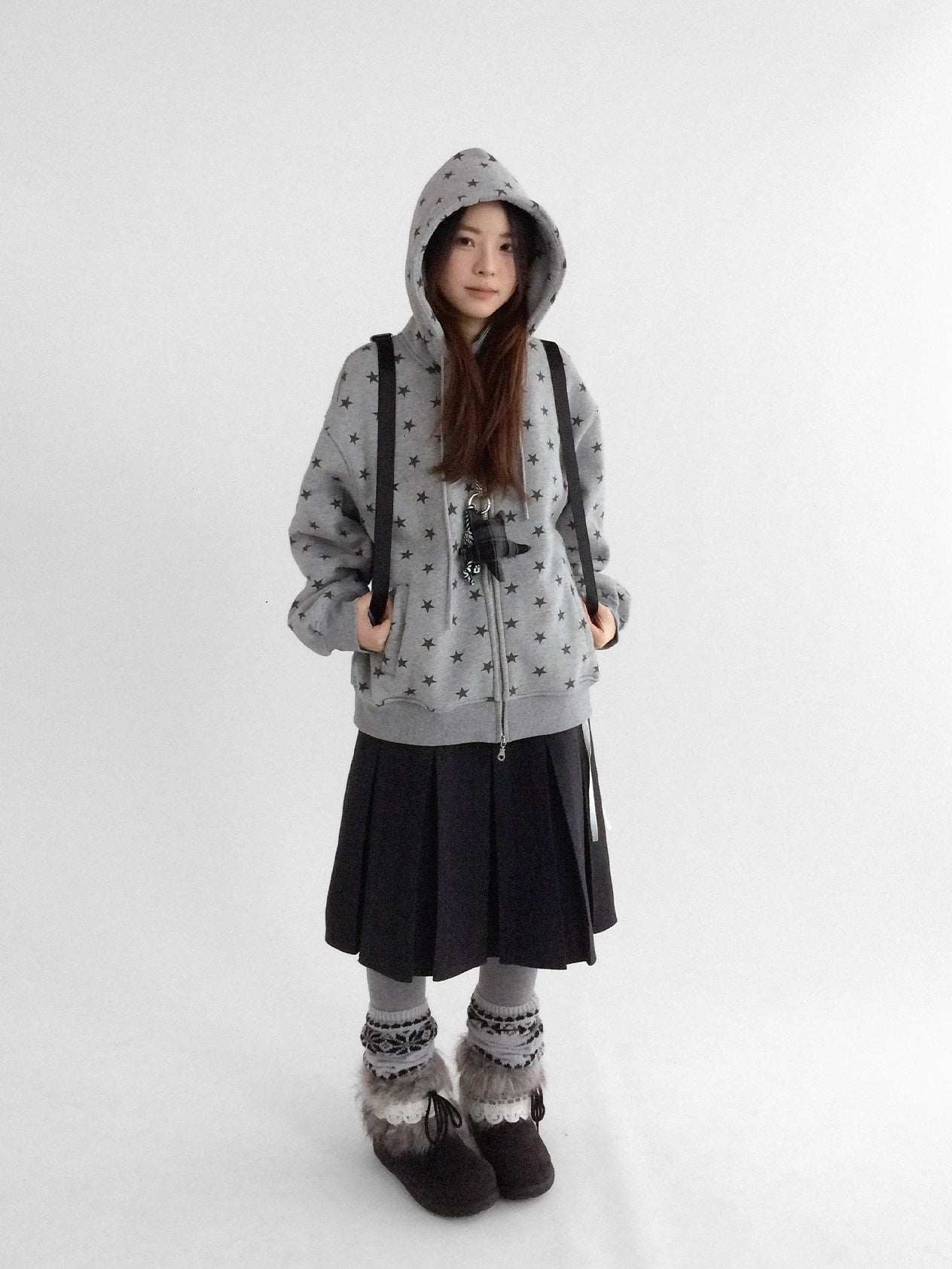 innomoood Star Print Relaxed Fit Pullover Women Soft Fabric Casual Hoodies