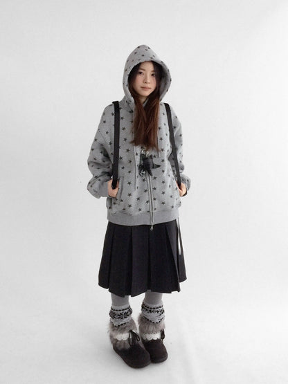 innomoood Star Print Relaxed Fit Pullover Women Soft Fabric Casual Hoodies