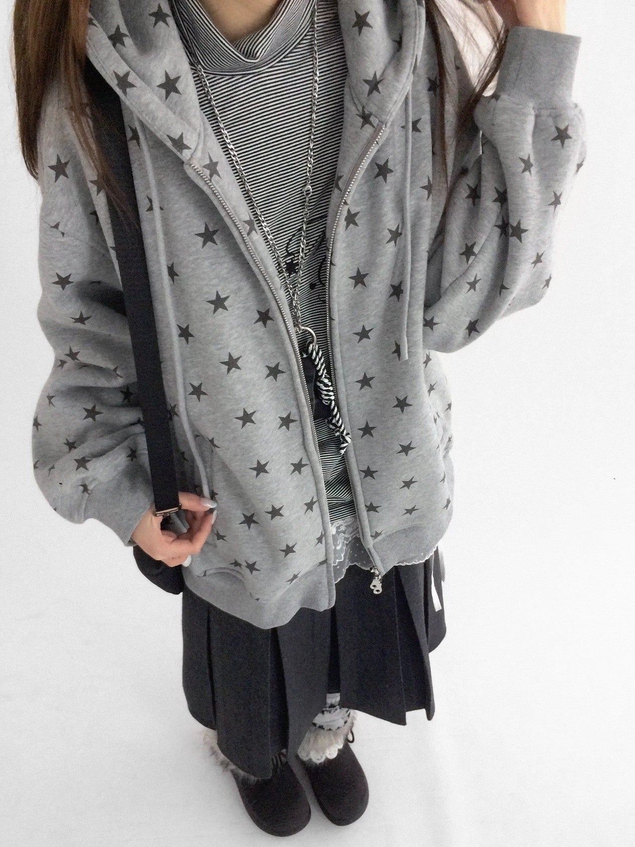 innomoood Star Print Relaxed Fit Pullover Women Soft Fabric Casual Hoodies