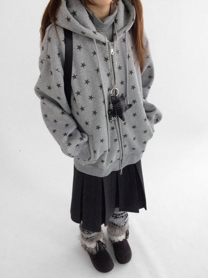 innomoood Star Print Relaxed Fit Pullover Women Soft Fabric Casual Hoodies