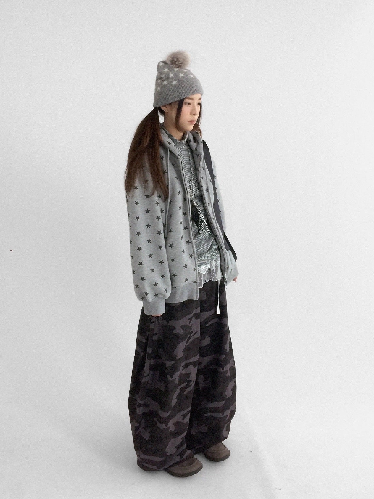 innomoood Star Print Relaxed Fit Pullover Women Soft Fabric Casual Hoodies