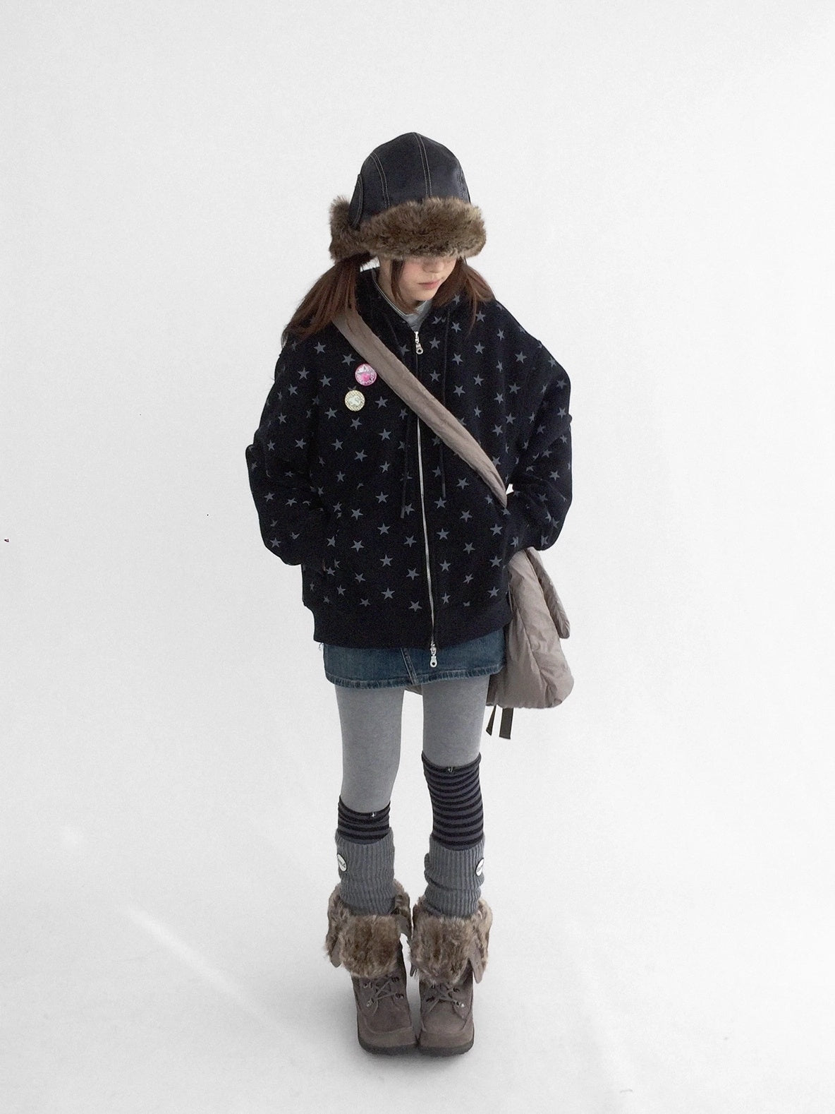 innomoood Star Print Relaxed Fit Pullover Women Soft Fabric Casual Hoodies