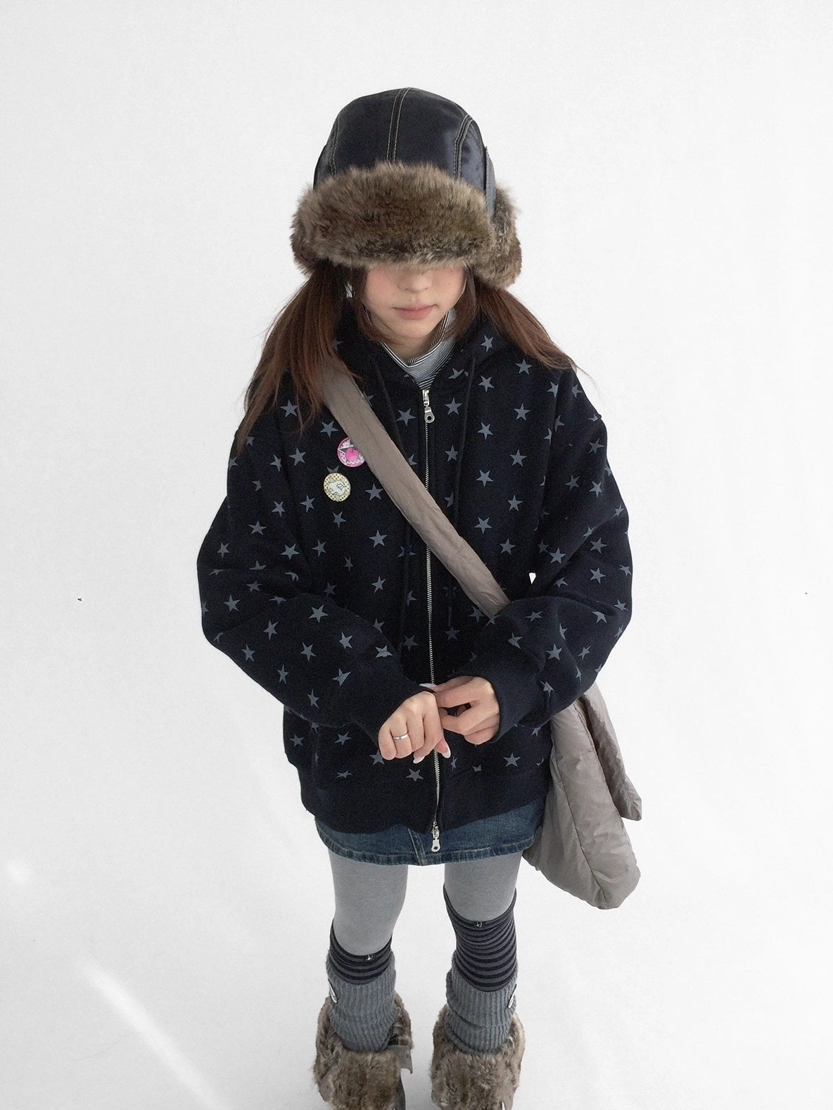 innomoood Star Print Relaxed Fit Pullover Women Soft Fabric Casual Hoodies