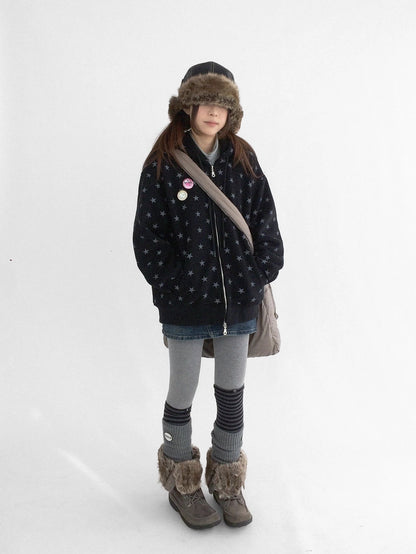 innomoood Star Print Relaxed Fit Pullover Women Soft Fabric Casual Hoodies