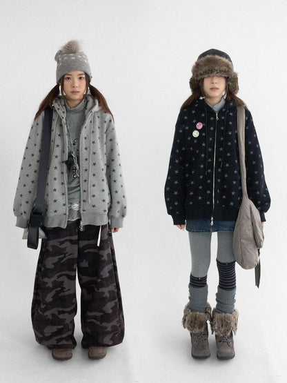 innomoood Star Print Relaxed Fit Pullover Women Soft Fabric Casual Hoodies