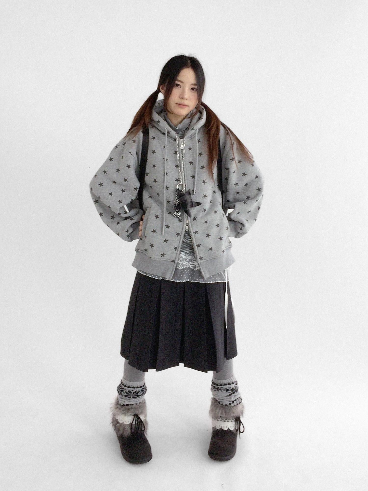 innomoood Star Print Relaxed Fit Pullover Women Soft Fabric Casual Hoodies