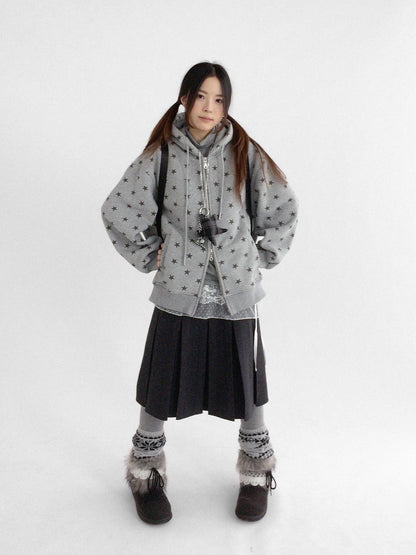 innomoood Star Print Relaxed Fit Pullover Women Soft Fabric Casual Hoodies