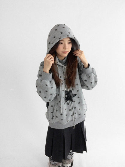 innomoood Star Print Relaxed Fit Pullover Women Soft Fabric Casual Hoodies