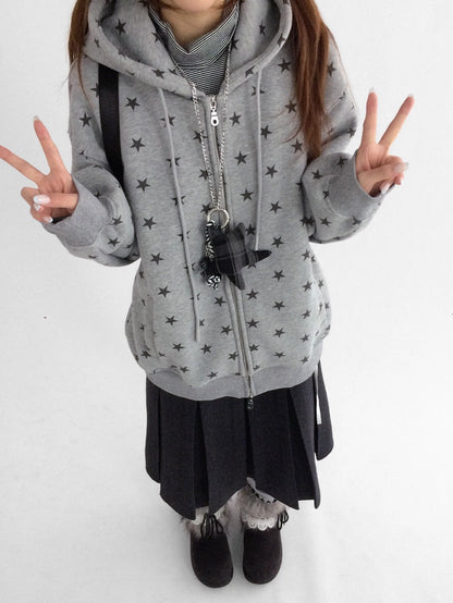 innomoood Star Print Relaxed Fit Pullover Women Soft Fabric Casual Hoodies