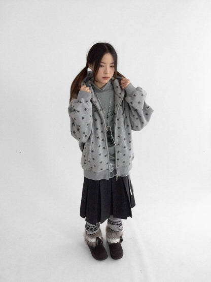 innomoood Star Print Relaxed Fit Pullover Women Soft Fabric Casual Hoodies