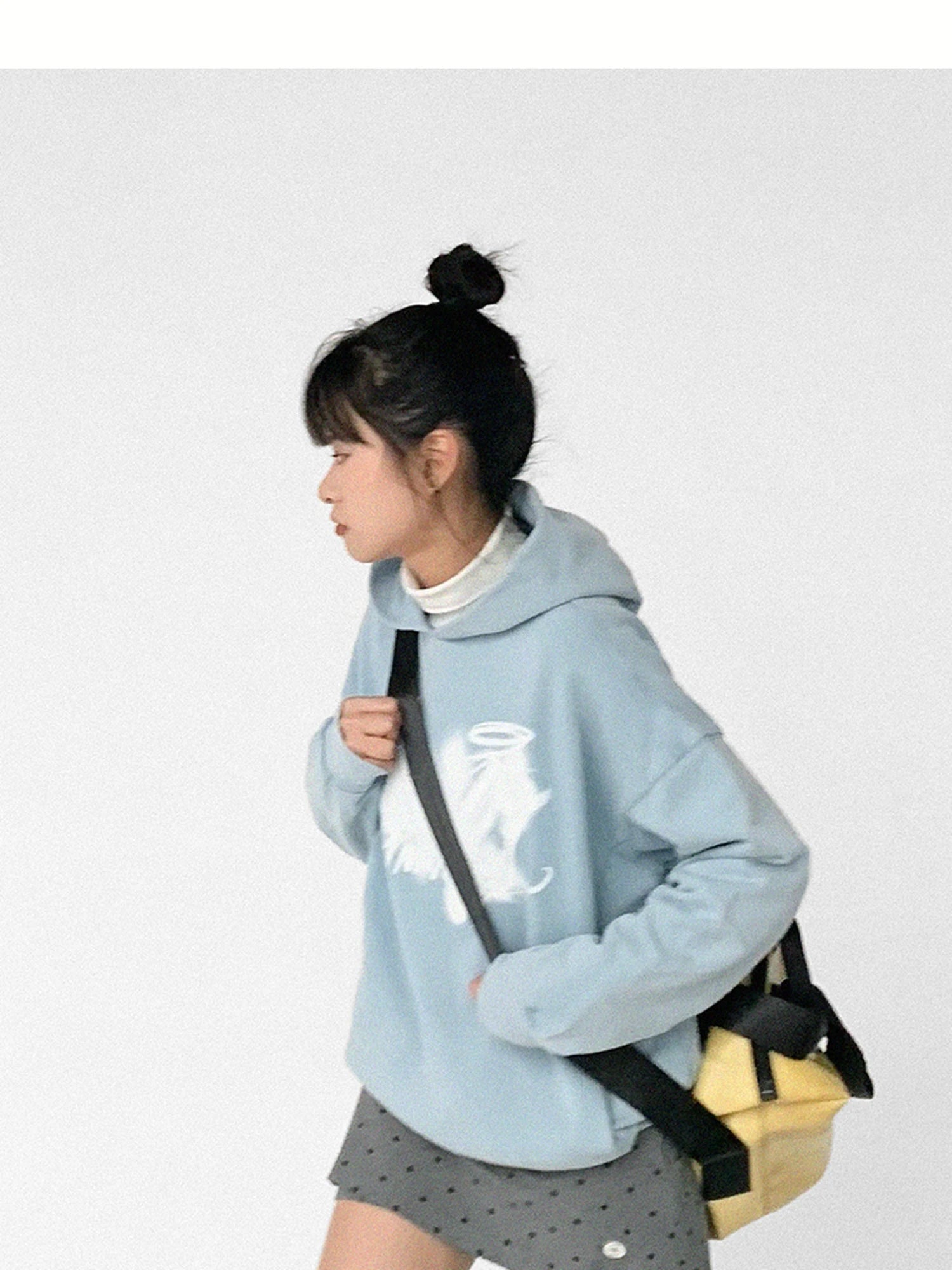 Star Rail Dyed Heart Print Washed Oversized Hoodie