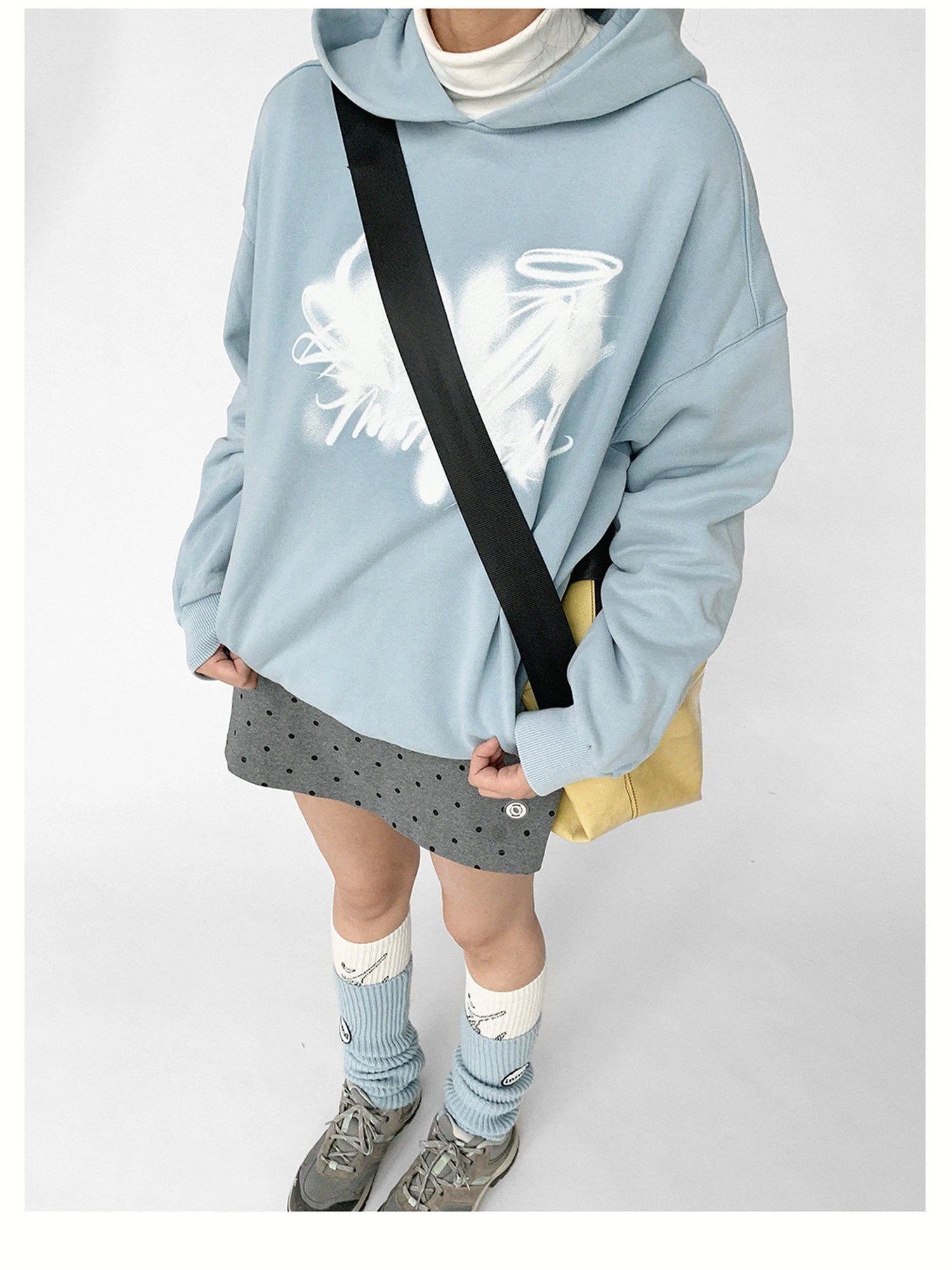 Star Rail Dyed Heart Print Washed Oversized Hoodie