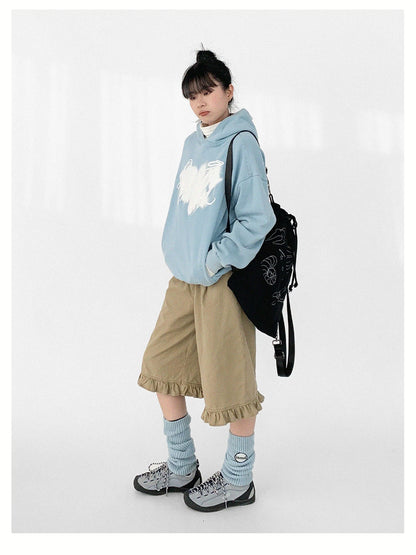 Star Rail Dyed Heart Print Washed Oversized Hoodie