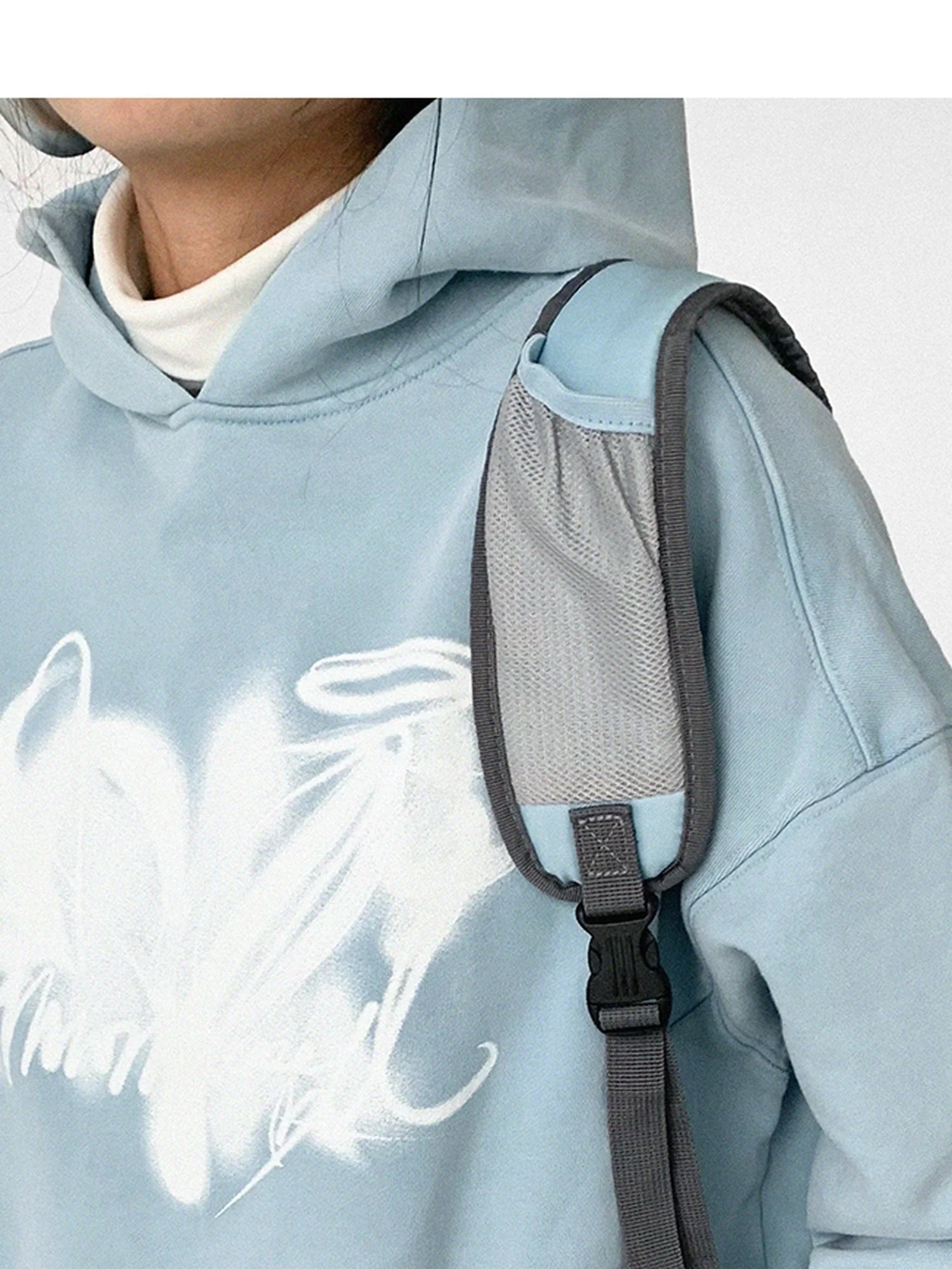 Star Rail Dyed Heart Print Washed Oversized Hoodie