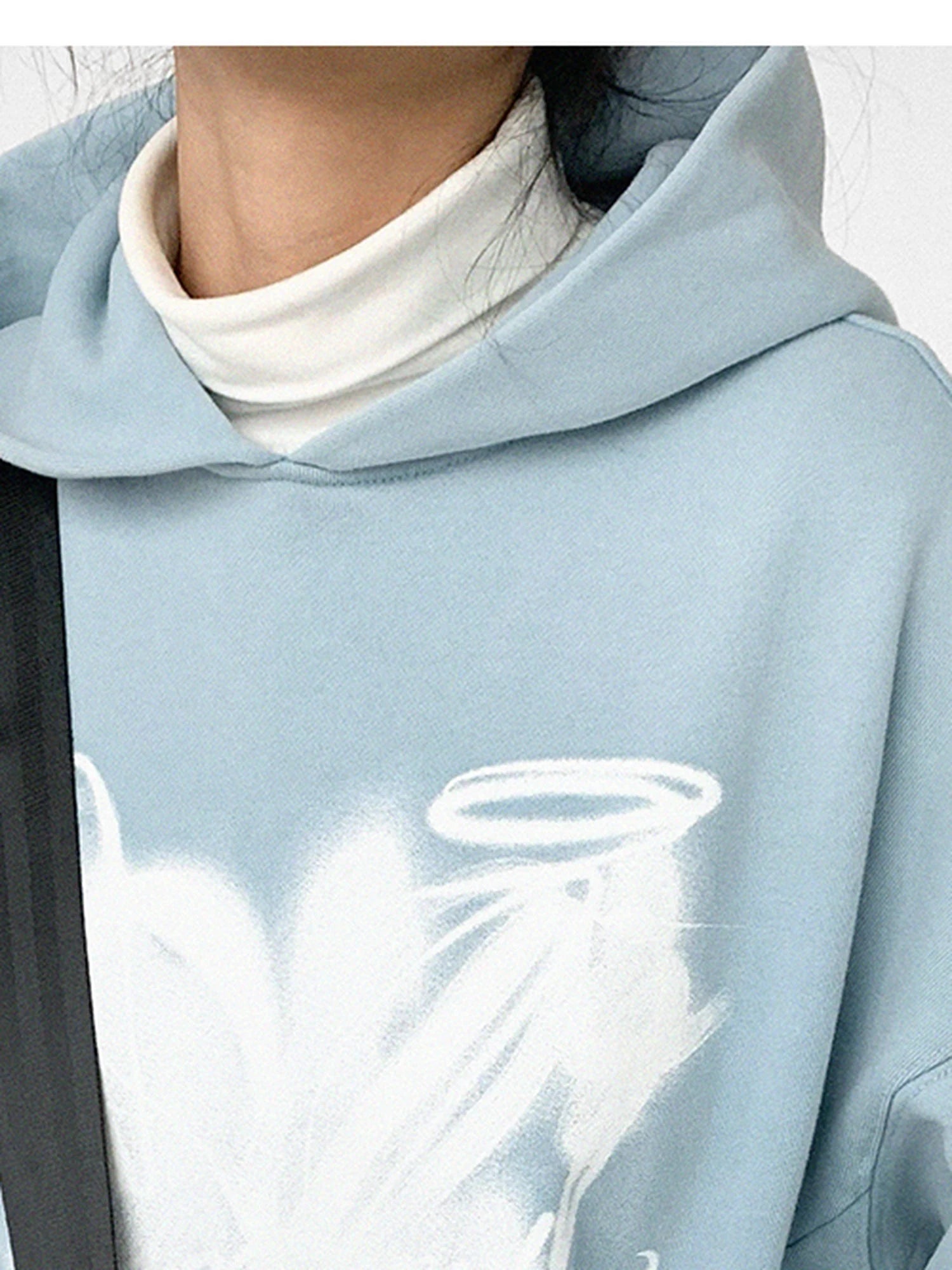 Star Rail Dyed Heart Print Washed Oversized Hoodie