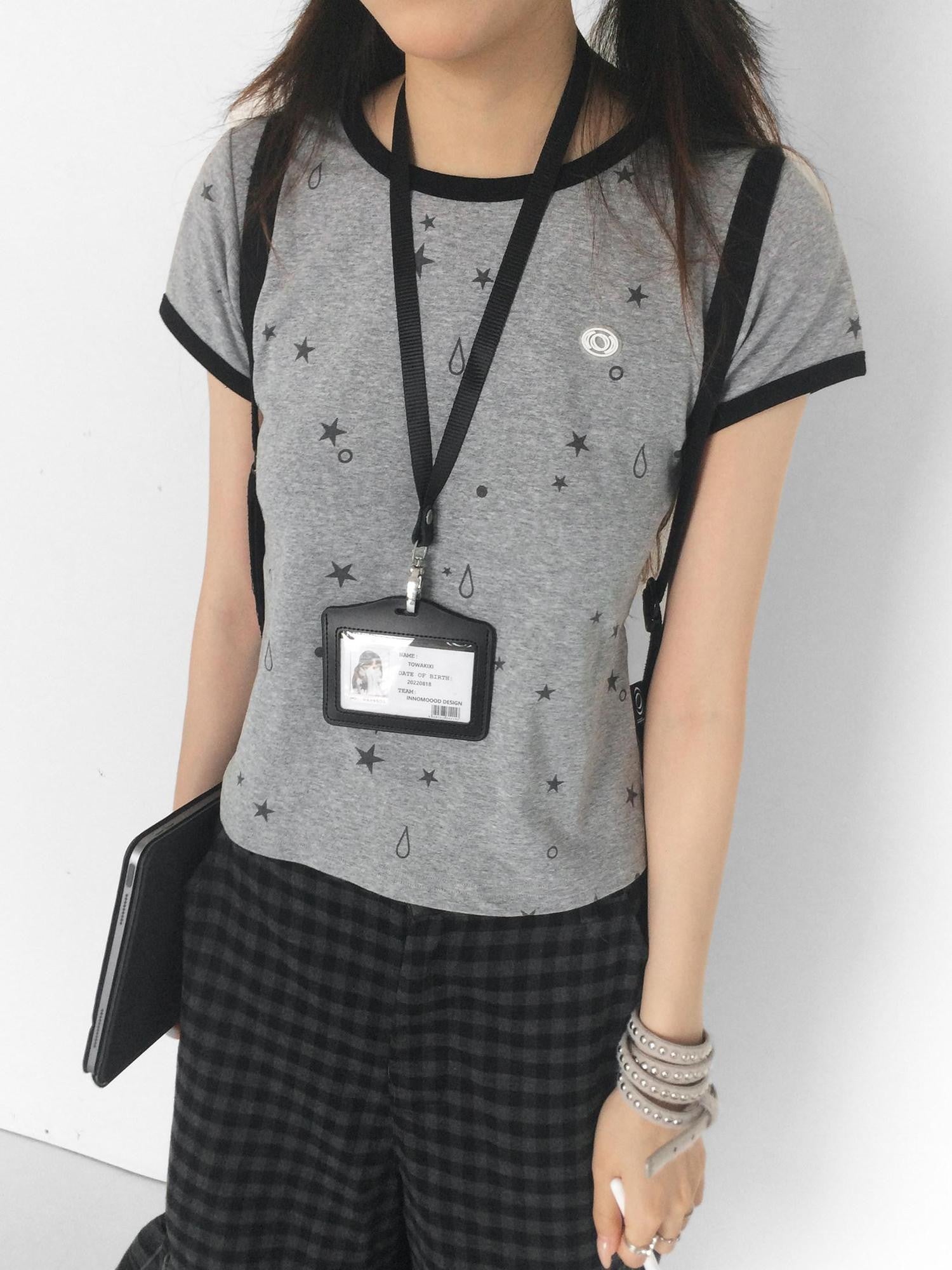 innomoood Star Tear Allover Print Colorblock Women&