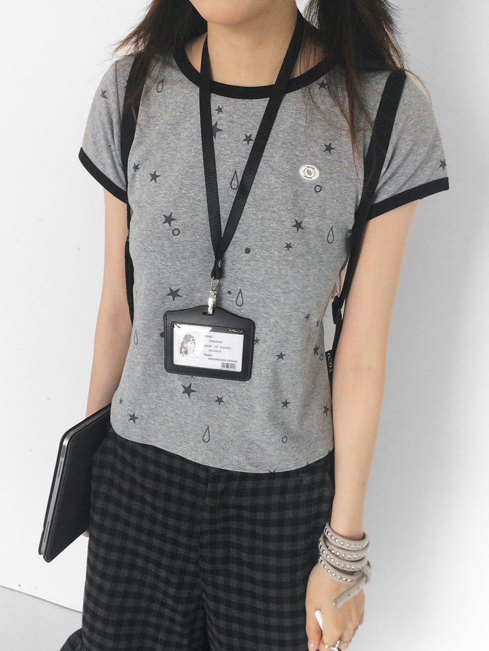 innomoood Star Tear Allover Print Colorblock Women&
