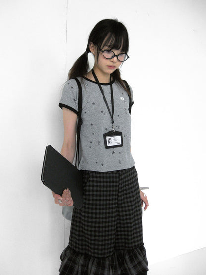 innomoood Star Tear Allover Print Colorblock Women&