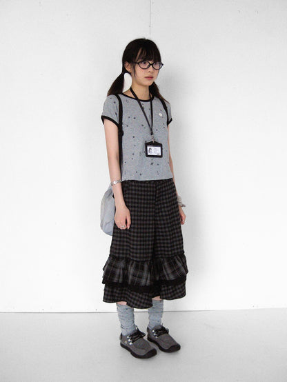 innomoood Star Tear Allover Print Colorblock Women&